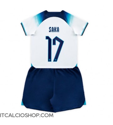 Inghilterra Bukayo Saka #17 Prima Maglia Bambino Mondiali 2022 Manica Corta (+ Pantaloni corti)